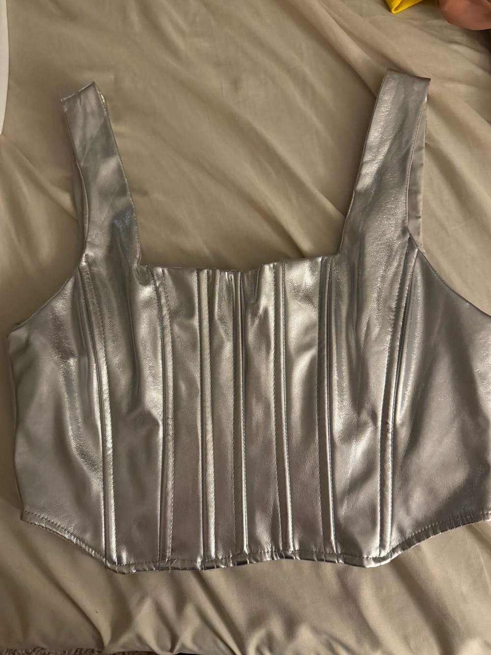 Fashion nova Silver Metallic Corset Crop Top - Women